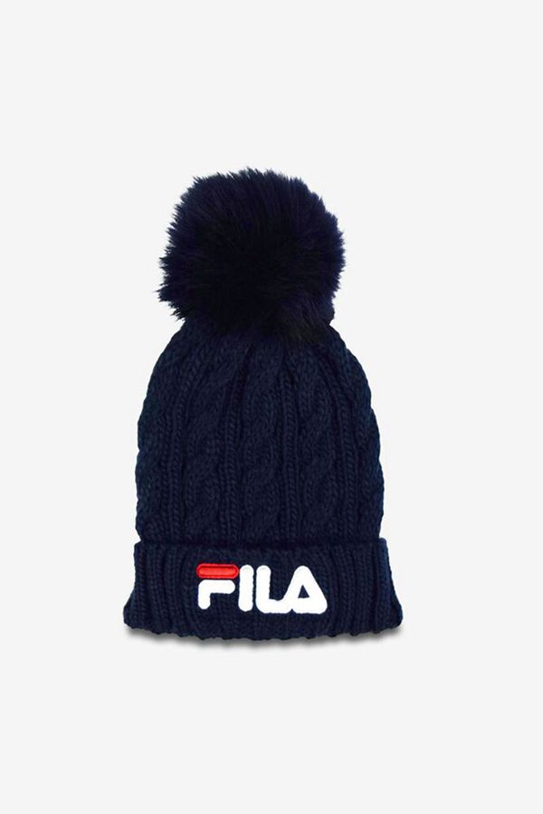 Gorros Fila Azul Marinho - Fila Cable Knit Pom Pom Portugal Online,TEOC-16598